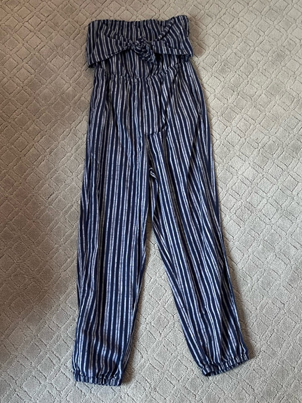 Striped Navy Blue Jumpsuit